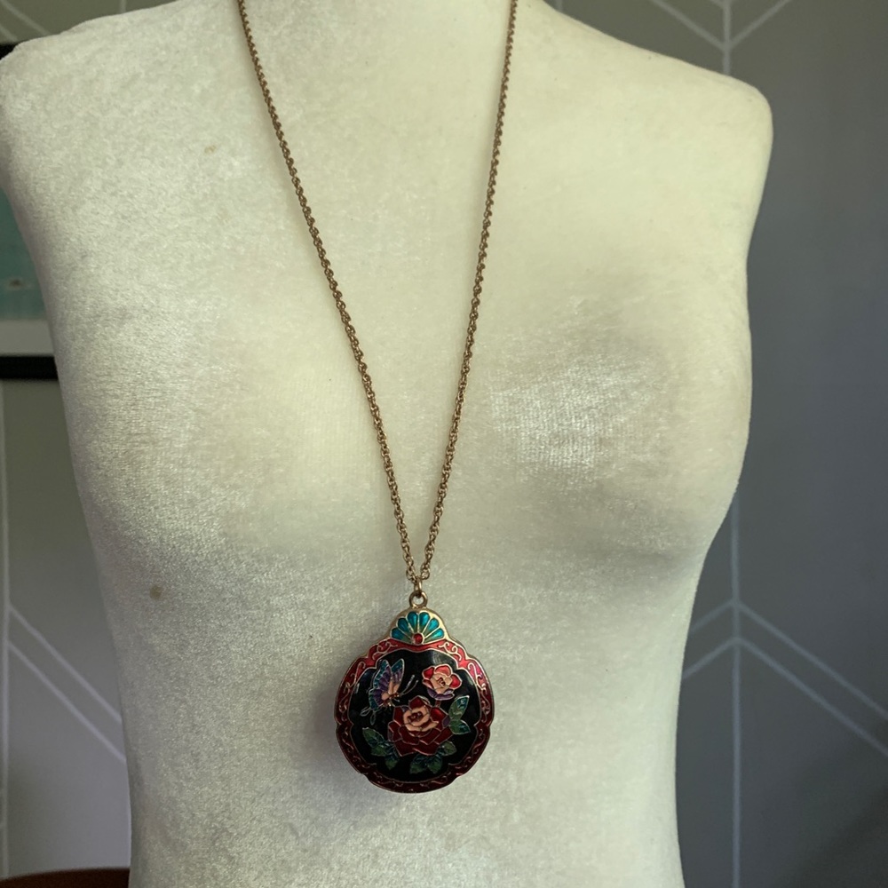 Enamel Double Sided Enamel Large Shell Pendant - image 4